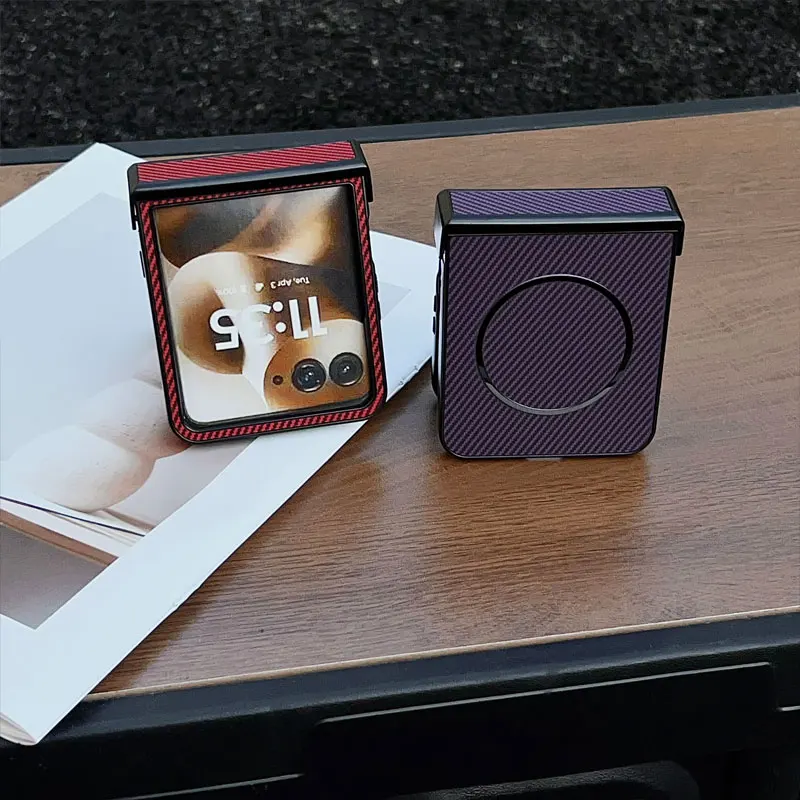 Carbon Fiber MagSafe Matte Phone Case for Motorola Razr 60 50 Ultra Razr + 2025 60Pro Shockproof Wireless Charging Hard Bumper - imagen 3