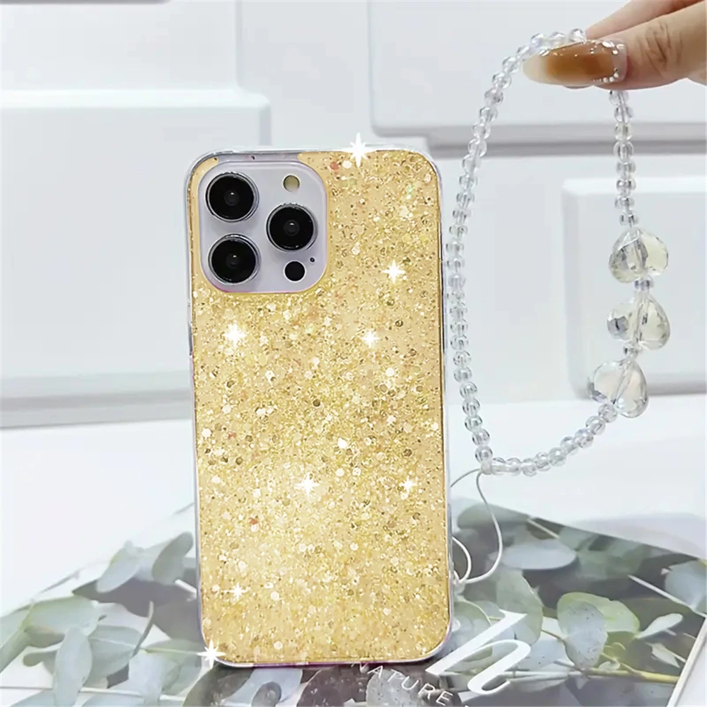 Funda con purpurina y pulsera de corazón de cristal para Xiaomi 14T Pro 11T 11 Lite 5G NE Poco C65 C75 M6 X5 X6 Pro X3 NFC, funda de silicona suave - imagen 5
