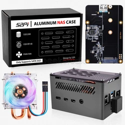 Carcasa Aluminio Raspberry Pi 4B con Ventilador Torre de Hielo y Soporte M.2 SATA