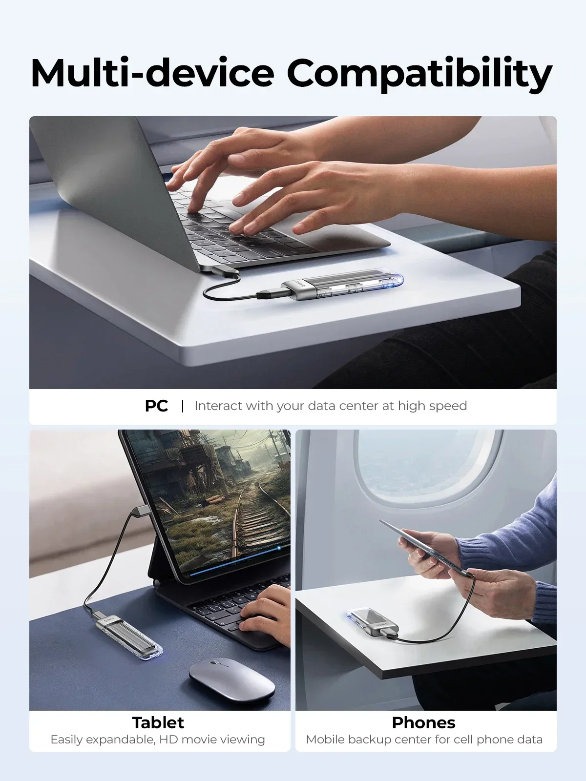 ORICO Caja de disco duro Extemal M.2 NVME SATA SSD Caja de aleación de zinc Herramienta gratis 10Gbps Tipo C Adaptador externo Caja SSD portátil - imagen 5