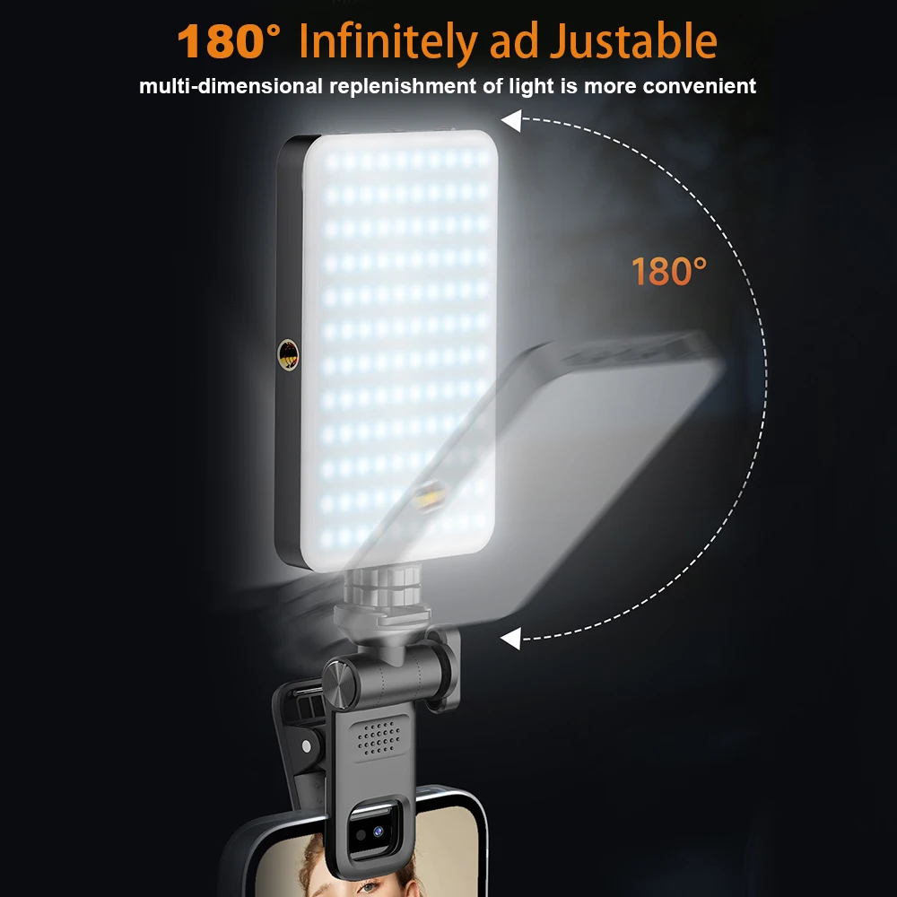 Luz portátil para Selfie, luz de relleno para teléfono, 3000mAh, recargable, luz para fotografía y vídeo, 120 LED, 2500K-9000K, regulable para Vlog en vivo - imagen 3