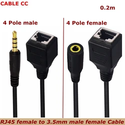 Cable Adaptador Jack 3.5mm Macho a RJ45 Hembra – 20 cm