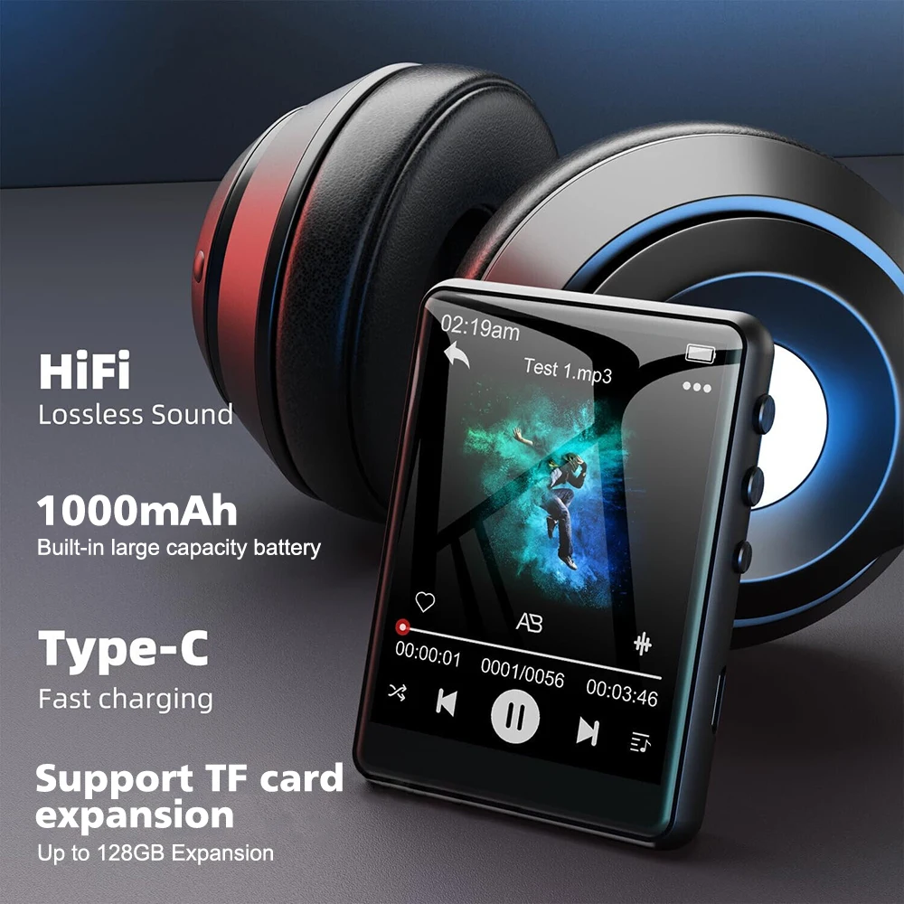 Reproductor MP3 HiFi Bluetooth 5,4, Walkman con pantalla táctil de 2,4 pulgadas con cámara, puede tomar fotografías con altavoz/FM/grabadora/eBooks - imagen 5
