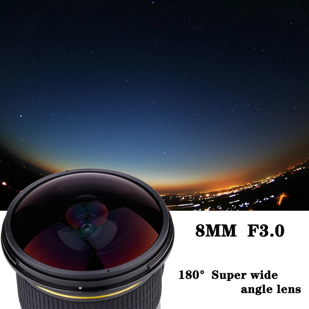 Nueva lente ojo de pez de ángulo Ultra gran angular de 8mm F/3.0 para marco de APS-C para cámara DSLR Nikon D800 D700 D3200 D5200 D5500 D7000 D7200 D90 - imagen 5