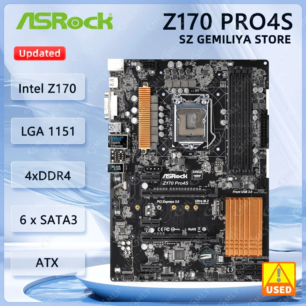 Placa base ASRock Z170 PRO4S Intel Z170 LGA 1151 DDR4 64GB M.2 compatible con i5-7600 i3-6300 i5-6400 i3-7300 i5-7500 cpu ATX