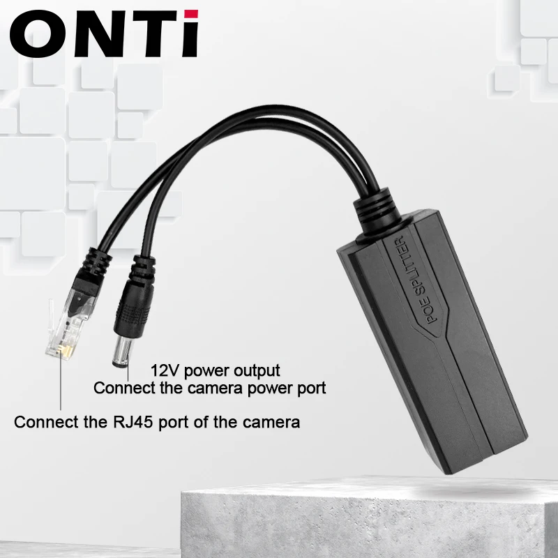 ONTi Divisor PoE 48V a 5V/12V USB-C Micro 100/1000Mbps para IP Cam - imagen 3