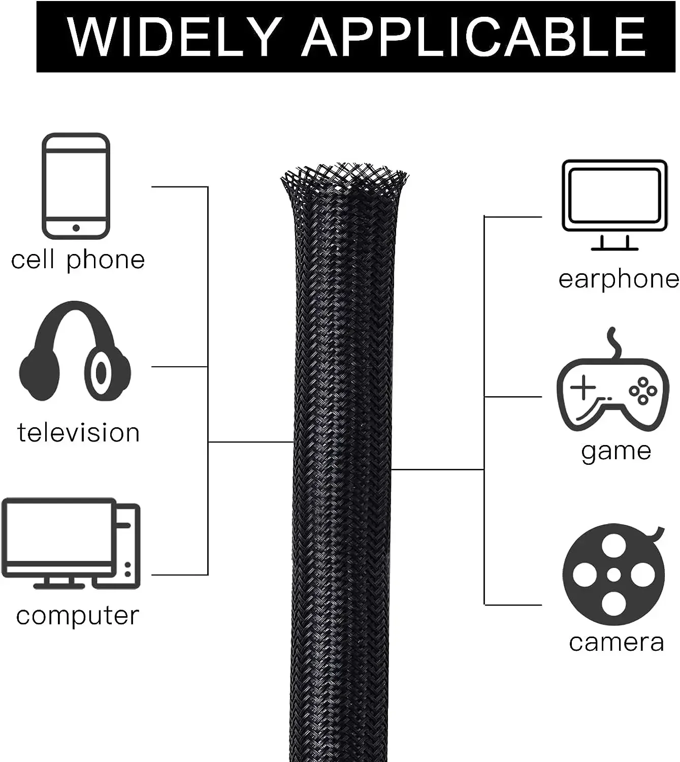 Funda de Cable trenzado de 5/1M, carcasa de Cable de nailon PET, fundas de Cable para escritorio, PC, TV, Protector de Cable, cubierta de envoltura de Cable - imagen 4