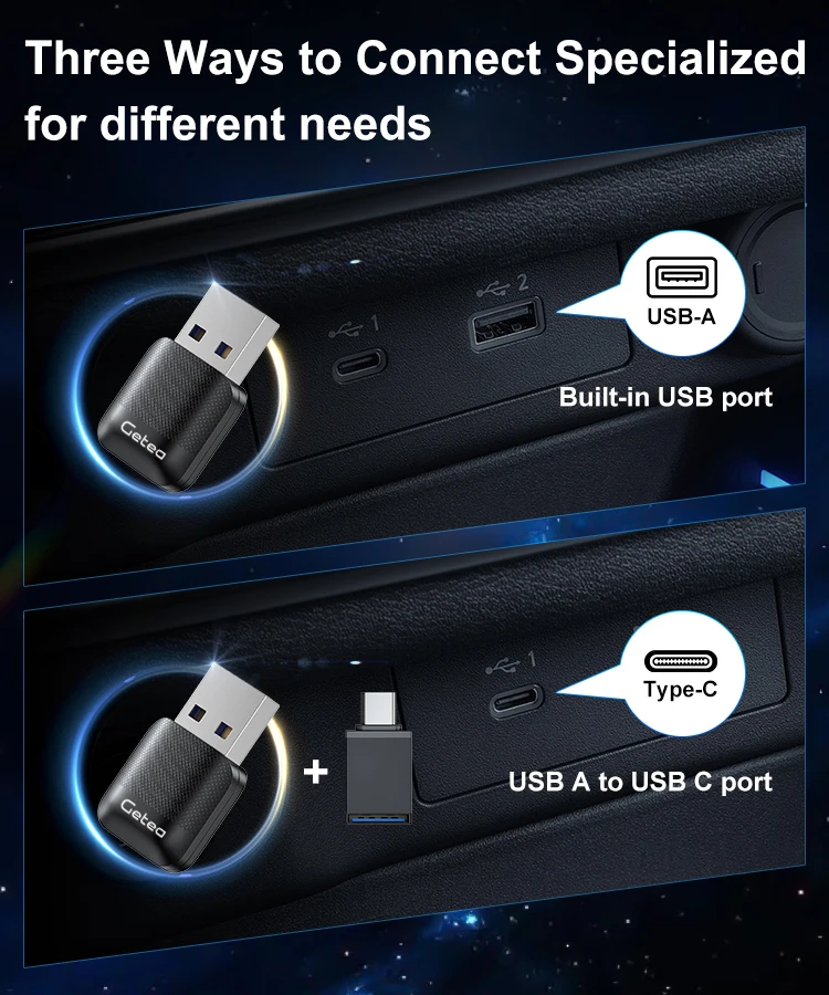 Nuevo Mini adaptador CarPlay 2 en 1 con cable a inalámbrico, caja inteligente Android Auto, adaptador automático Plug and Play, Dongle USB, Mini caja inteligente - imagen 5