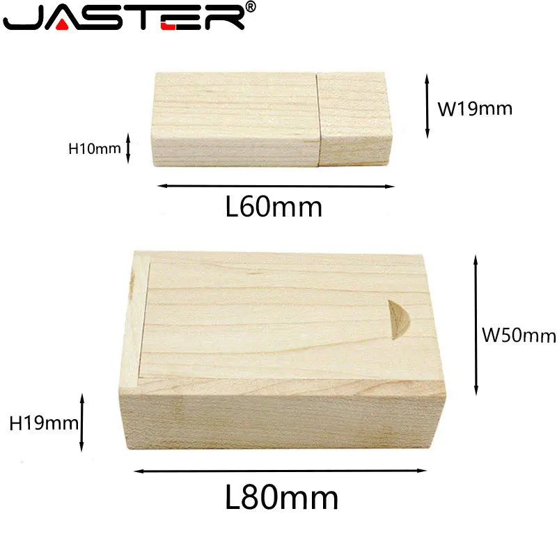 JASTER-Unidad Flash USB 2,0 de madera, pendrive personalizado de 128GB, 64GB con caja de memoria, 32GB, disco U carbonizado de 16GB, 10 piezas - imagen 2