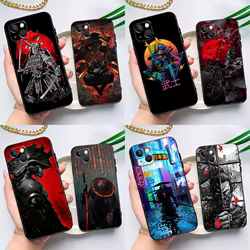 Funda de silicona japonesa Samurai Ninja para iPhone 17 15 14 13 11 12 Pro Max 16 Plus 12 13 Mini 16e 17 Air contraportada