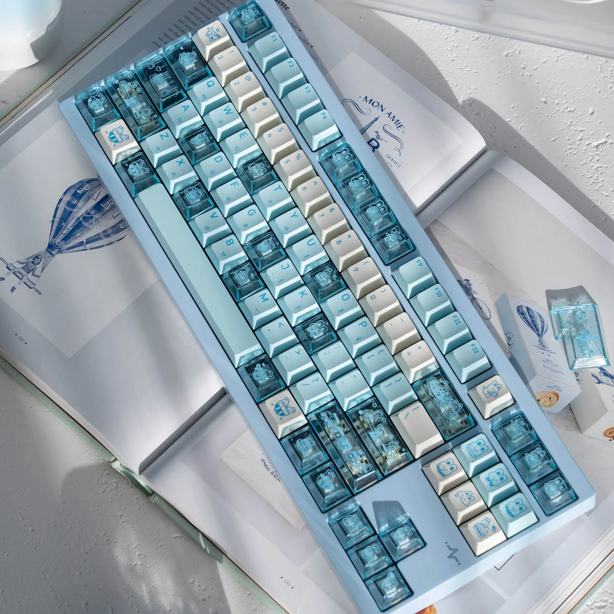 KP Bunny Land Keycap Cherry Profile PBT Dye Subbed keycap o PC para teclado mx 60 87 104 EV63 EZ63 Real67 made68 EZ60 wooting60 - imagen 4