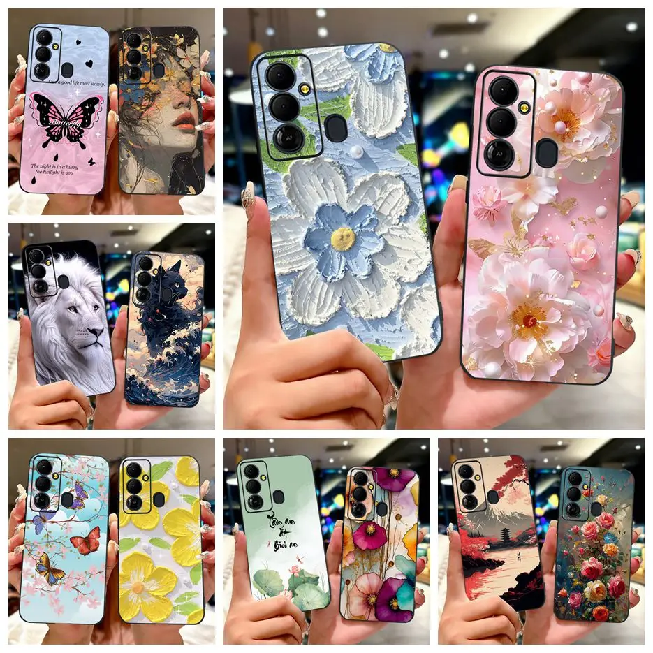 Para Tecno Pop 6 Go funda Pop6 Pro BE8 flores coloridas cubierta pintada suave TPU fundas de teléfono para Tecno Pop 6 Pro Pop6 GO BE6j Fundas