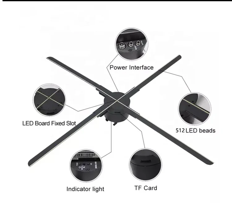 Proyector de holograma Led profesional, máquina publicitaria con pantalla holográfica 3d, 1900cd/m2, aire Visible, 30000 horas, 1024x1024, 75cm - imagen 5