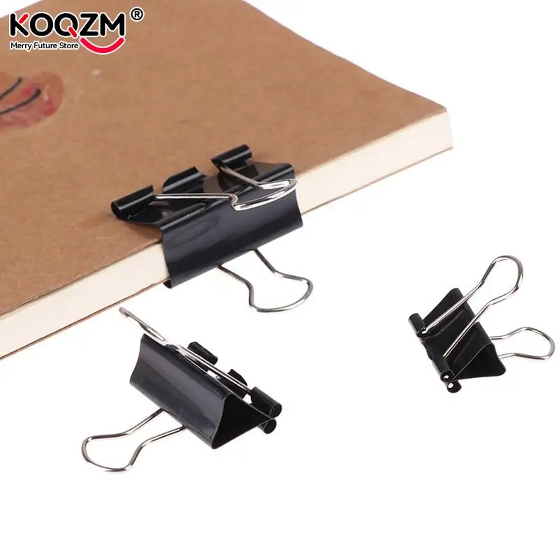 10 pzas/lote negro Metal Binder Clips 19mm/ 25mm/ 32mm notas carta Clip de papel suministros de oficina para asegurar Clips - imagen 2