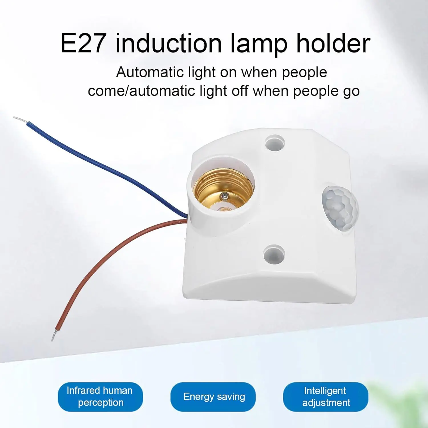 AC110-240V LED automático cuerpo humano infrarrojo Sensor IR portalámparas bombilla LED luz E27 Base portalámparas de pared - imagen 3