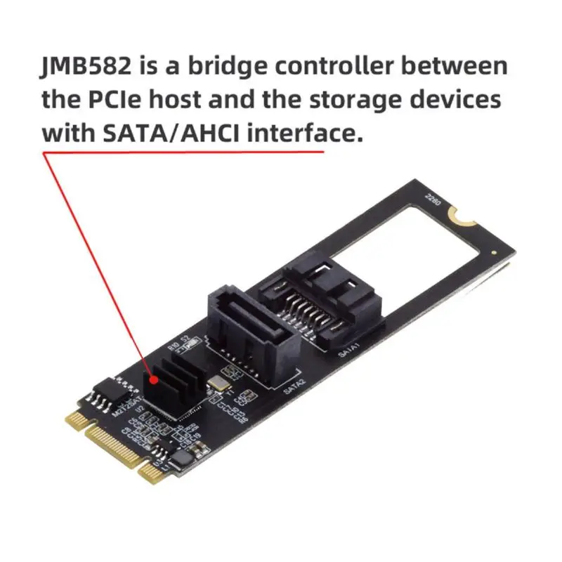 Chenyang-adaptador Vertical NGFF Key B + M PCI Express a SATA 3,0, 6Gbps, puertos duales, convertidor de tarjeta de extensión de disco duro, JMB582 - imagen 5