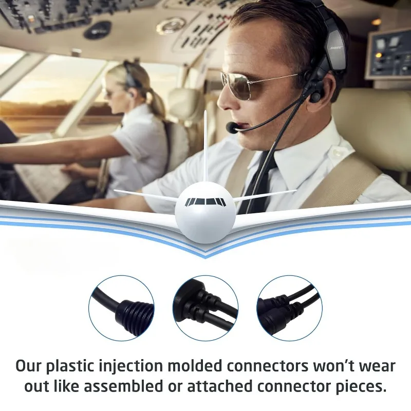 Adaptador de auriculares GA de doble enchufe a Airbus XLR: aviación general, conectores de.206” y.25” a conector hembra de auriculares XLR de 5 pines -5 pines XLR - imagen 5