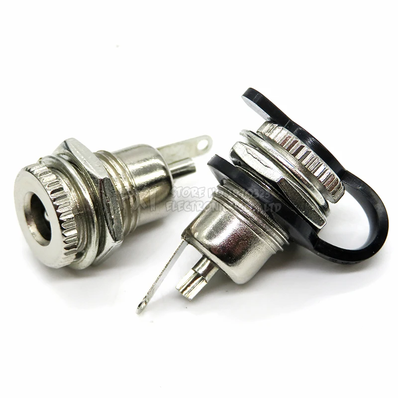 Conector hembra de montaje en Panel, toma de corriente CC DC099, DC-099 de Metal, agujero abierto, 11MM, 5,5x2,1mm/5,5x2,5mm, con tapa impermeable, 2 pares - imagen 2