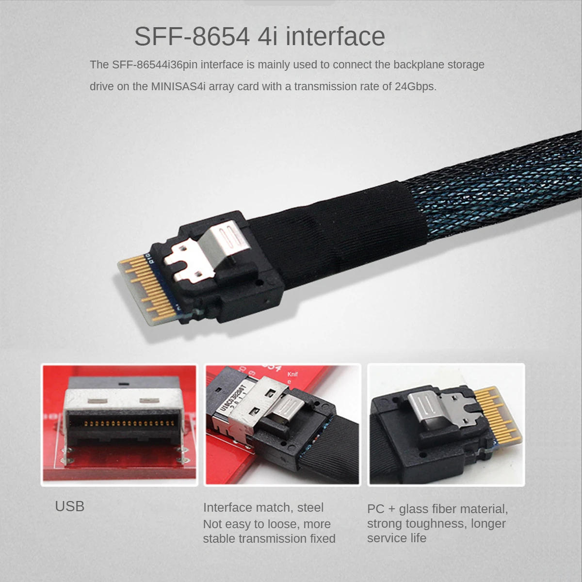Tarjeta SAS delgada: adaptador de interconversión SFF-8643 SAS HD a SFF-8654 PCI-E 4,0 compatible con PCIe 4,0 y SAS 4,0 para centro de datos - imagen 4