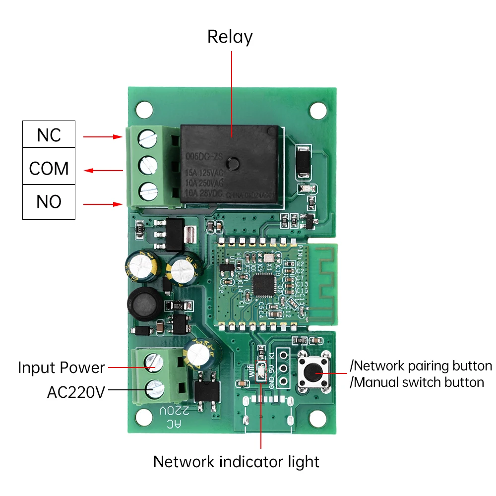 Ewelink-Módulo de relé WiFi con Bluetooth, dispositivo inalámbrico de 1/2/3 canales, interruptor de Control remoto inteligente para el hogar, autobloqueo, enclavamiento, AC220V - imagen 5