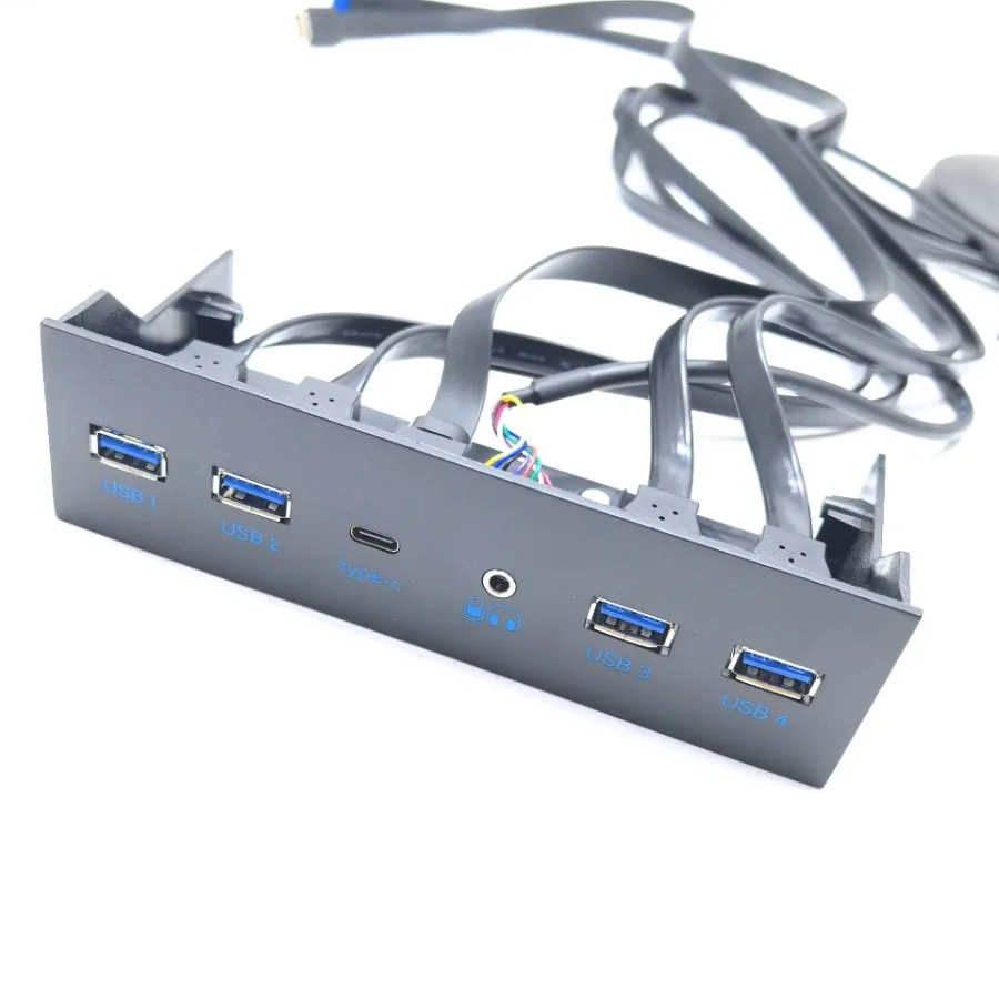 Cable de extensión de placa base de caja de host, 19P, 9 pines a 4 puertos, USB 3,0, Audio HD tipo E tipo C 3,1, Panel de barra frontal de 5,25 pulgadas - imagen 2