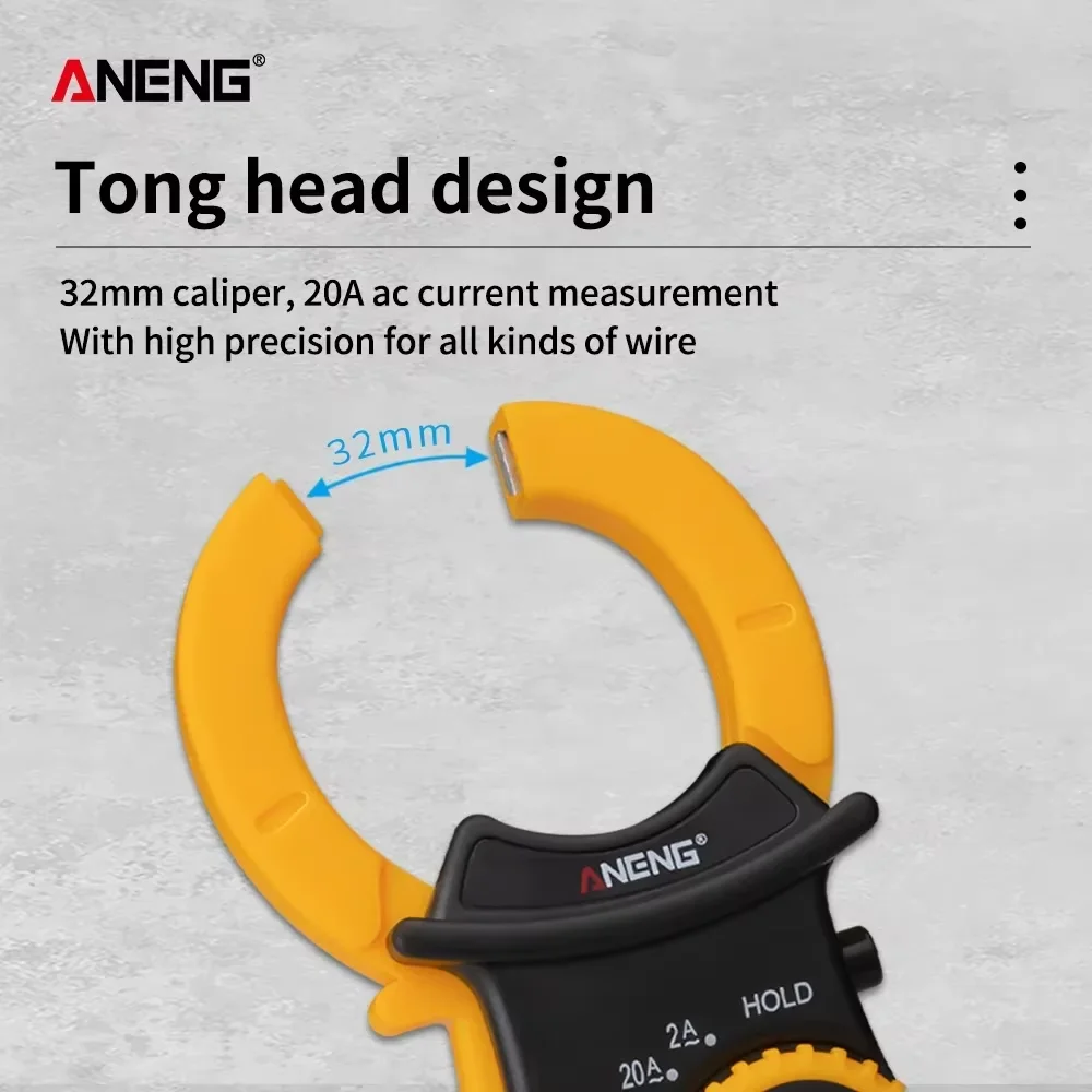 Mini multímetro de abrazadera Digital, amperímetro, medidor de pinza eléctrica ANENG DT3266F, probador de resistencia de voltaje CA/CC con prueba de zumbador - imagen 3