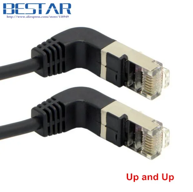 2 codo hacia arriba y hacia arriba en ángulo de 90 grados cat5e 8P8C FTP STP UTP Cat 5e Cable de red Ethernet RJ45 Lan Cable de conexión 0,4 m 1m 2m 3m 5m ángulo