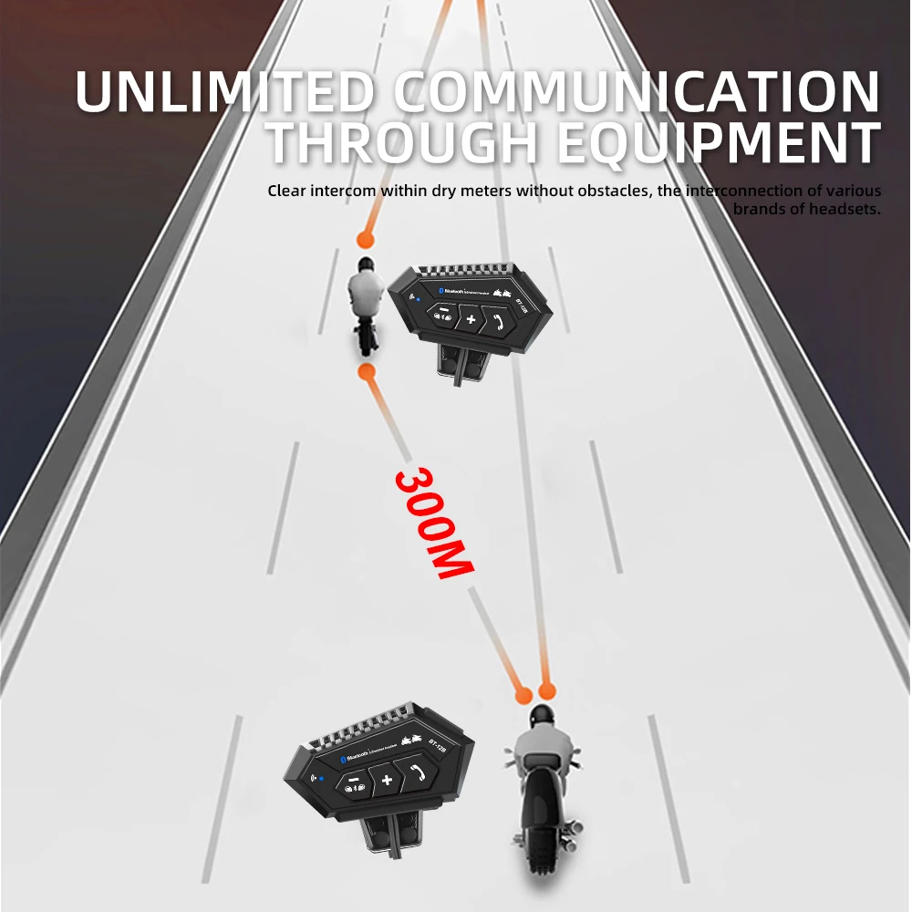 Auriculares Bluetooth 5,0 para casco de motocicleta, intercomunicador de 300M de distancia de intercomunicación, auriculares impermeables con reducción de ruido de 2000mAh - imagen 3