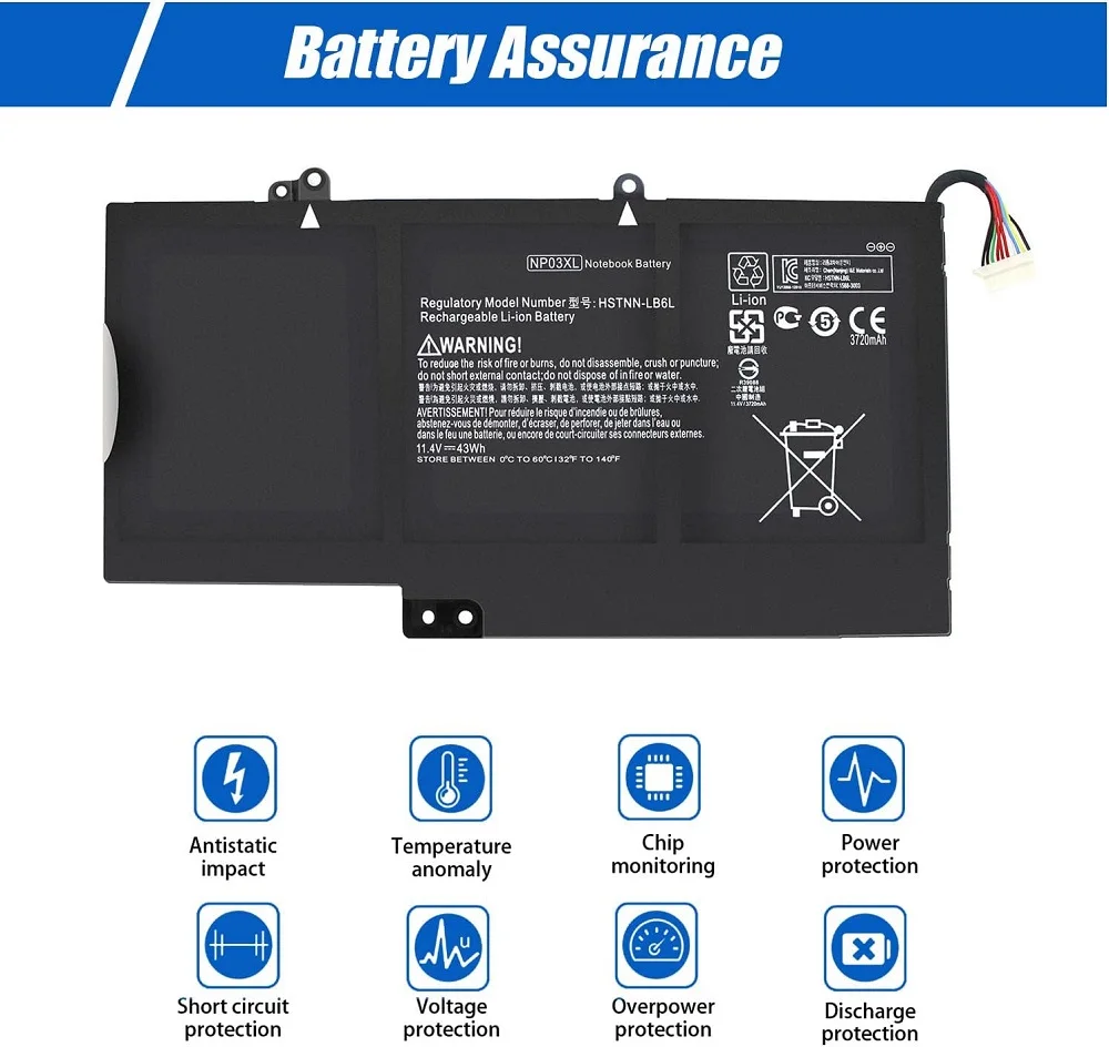 SKOWER 43Wh NP03XL Batería para hp envy 15-u000/u100/u200/u300 Pavilion 13-a000/a100/a200/a300 x360 PC Convertible TPN-Q146/Q149 - imagen 3