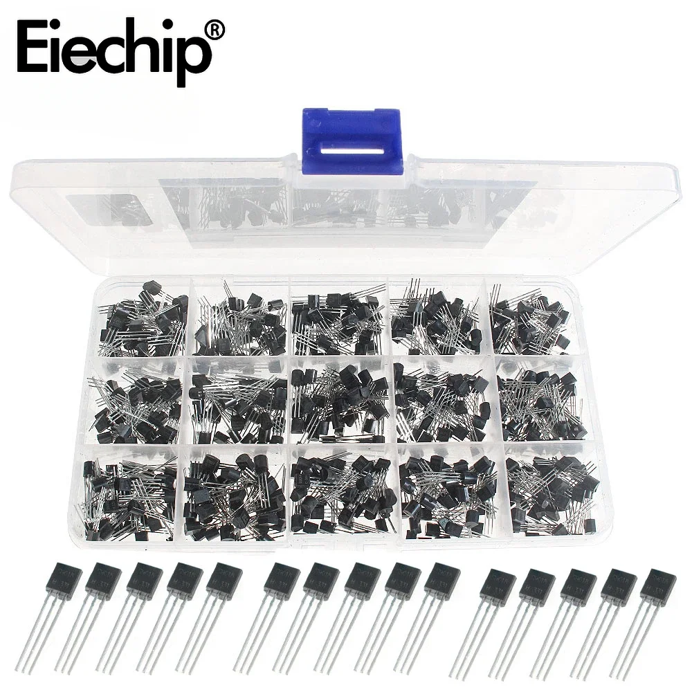 Kit de transistores de 15 valores x 40 piezas TO-92 2N2222 2N3904 2N3906 2N5401 2N5551 A1015 C1815 C945 S8050 S9012 S9013 S9015 S9018 - imagen 2