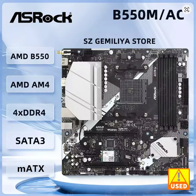 ASRock B550M/AC placa base Socket AM4 AMD B550 compatible con Ryzen 5 5600 4500 3200G 3600 5700X cpu DDR4 128GB NVMe SSD Micro ATX