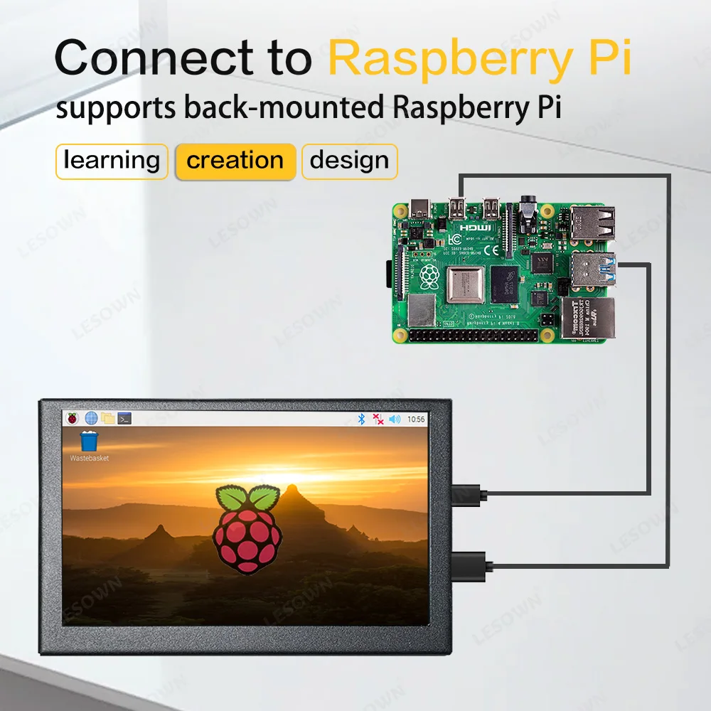 LESOWN mini Monitor 5 pulgadas HDMI pequeña pantalla LCD 800x480 IPS pantalla ligera portátil para Windows PC ordenador Plug and Play - imagen 5