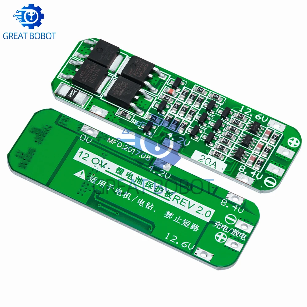 Ideal para motores de taladro-BS 3S 20A 18650 Li-ion cargador de batería de litio PCB con protección BMS, módulo de celda Lipo de 12,6 V (64x20x3,4 mm - imagen 4