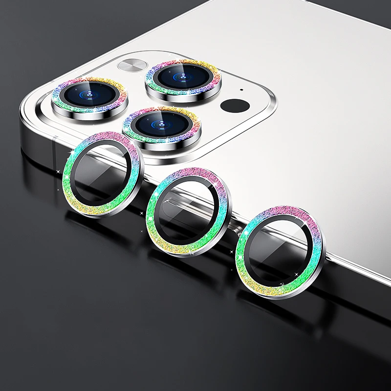 Protector de lente de cámara con brillo de diamante para iPhone 11, 12, 13 Pro Max, Mini anillo de Metal, Protector de cristal para iPhone 13 Pro Max - imagen 2