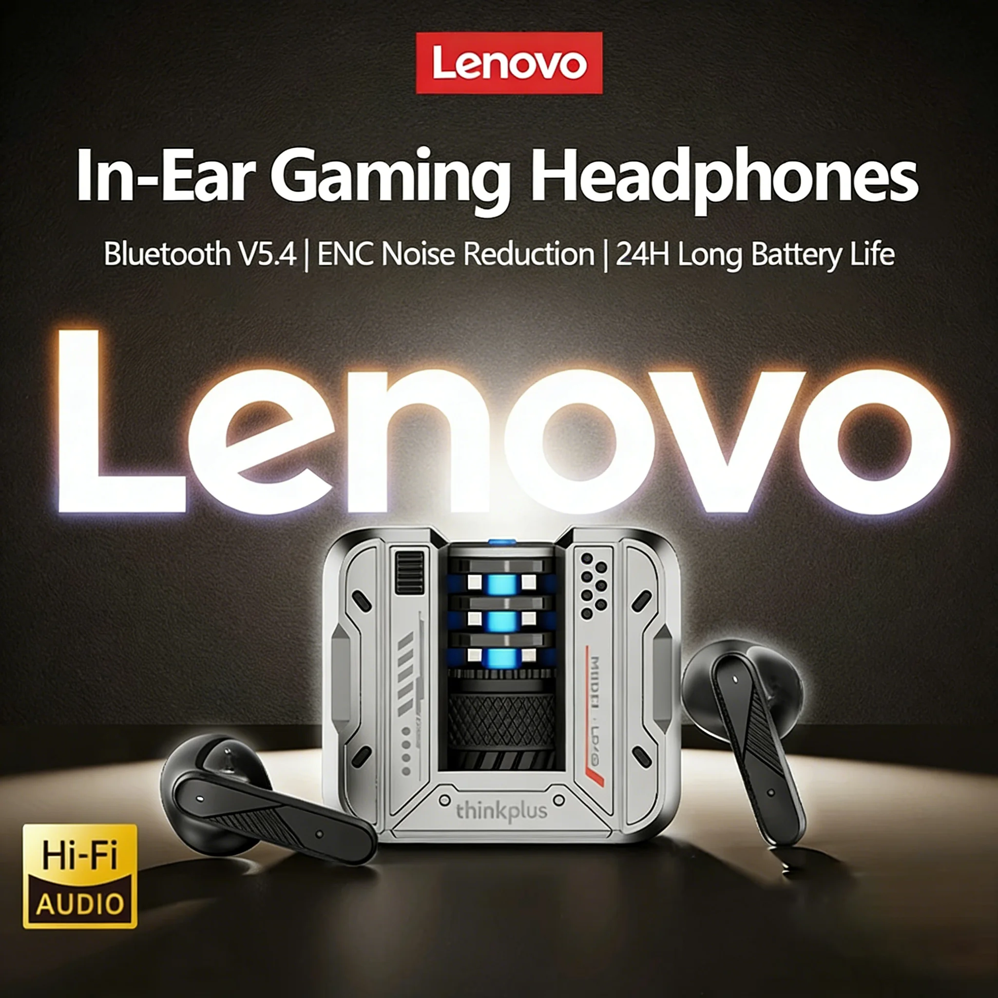 Lenovo LP49 TWS Bluetooth V5.4 auriculares reducción de ruido auriculares inalámbricos para juegos batería de larga duración auriculares deportivos impermeables