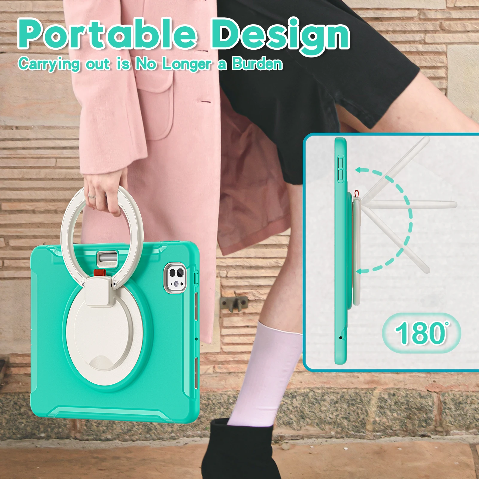 Funda con soporte de PC-TPU para Apple iPad Pro 11 2024 M4 modelo A2836 A2837 A3006, cubierta giratoria resistente, carcasa de 3 capas con ranura para bolígrafo - imagen 5