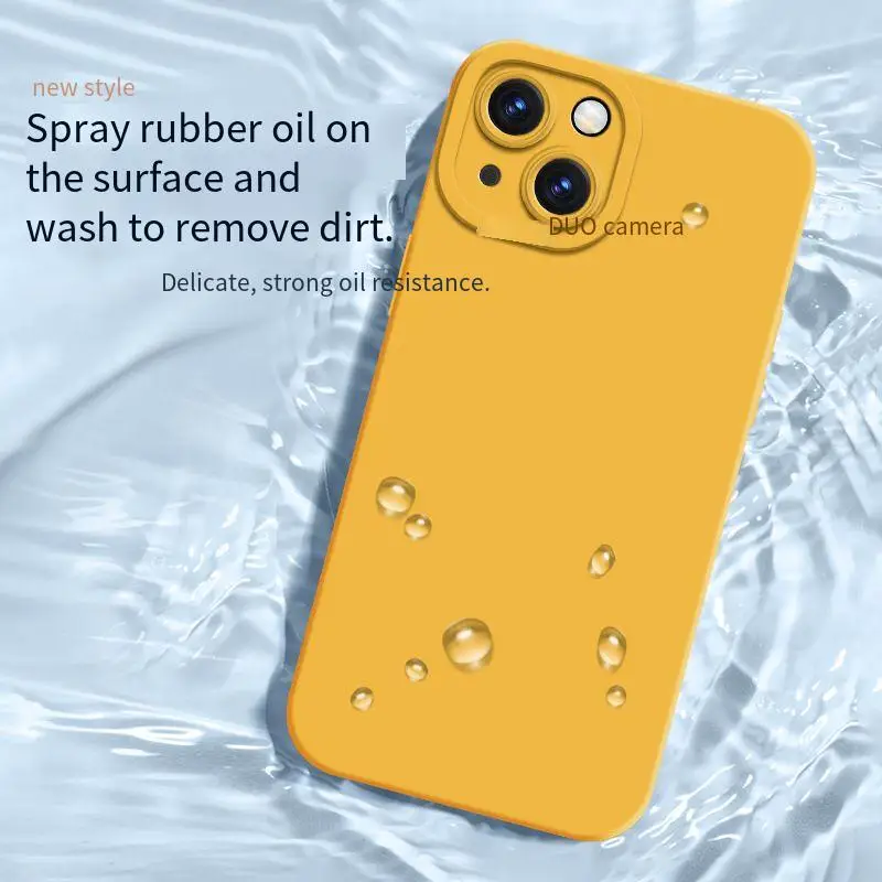 Funda de silicona líquida con protección de marco cuadrado, carcasa suave para Iphone 14, 13, 12 MINI, 11 Pro, XS Max, XR, X, 8, 7 Plus, SE 2020 - imagen 4