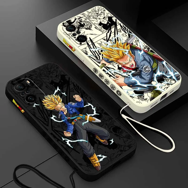 D-Dragon Ball Anime Trunks para Xiaomi Redmi Note 14 13 12 11 10 9 8 Pro Plus 4G 5G cubierta de la caja del teléfono de cuerda izquierda líquida