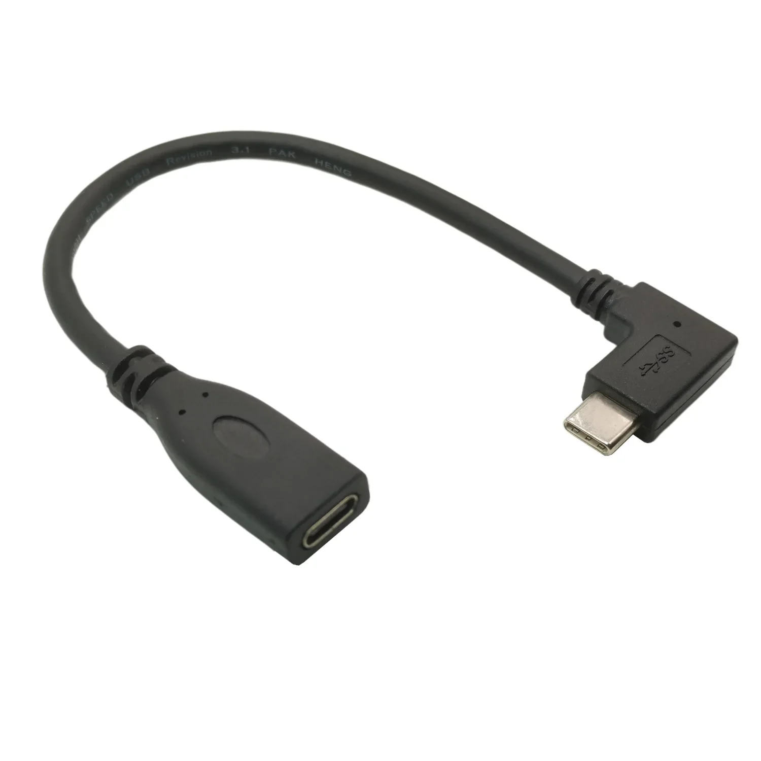 Cable de extensión USB C de ángulo recto de 0,2 m 90 grados Gen 2 10Gbps USB-C 3,1 macho a hembra Cable de vídeo 4K, extensor tipo C en forma de L