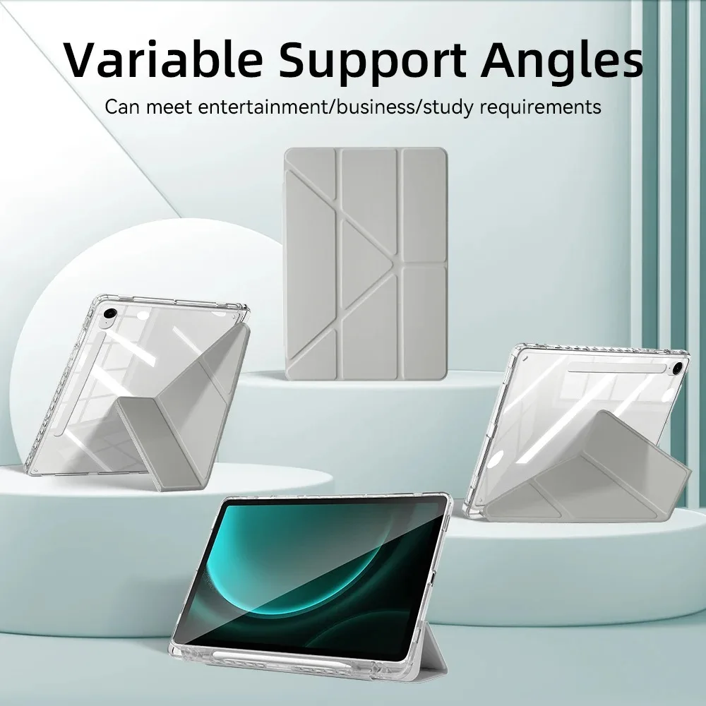 Funda transparente para Samsung Galaxy Tab S9 11 S9 FE A9 8,7 pulgadas A9 Plus S10 FE S9 Plus S10 Plus 12,4 carcasa en forma de Y con soporte para lápiz - imagen 4