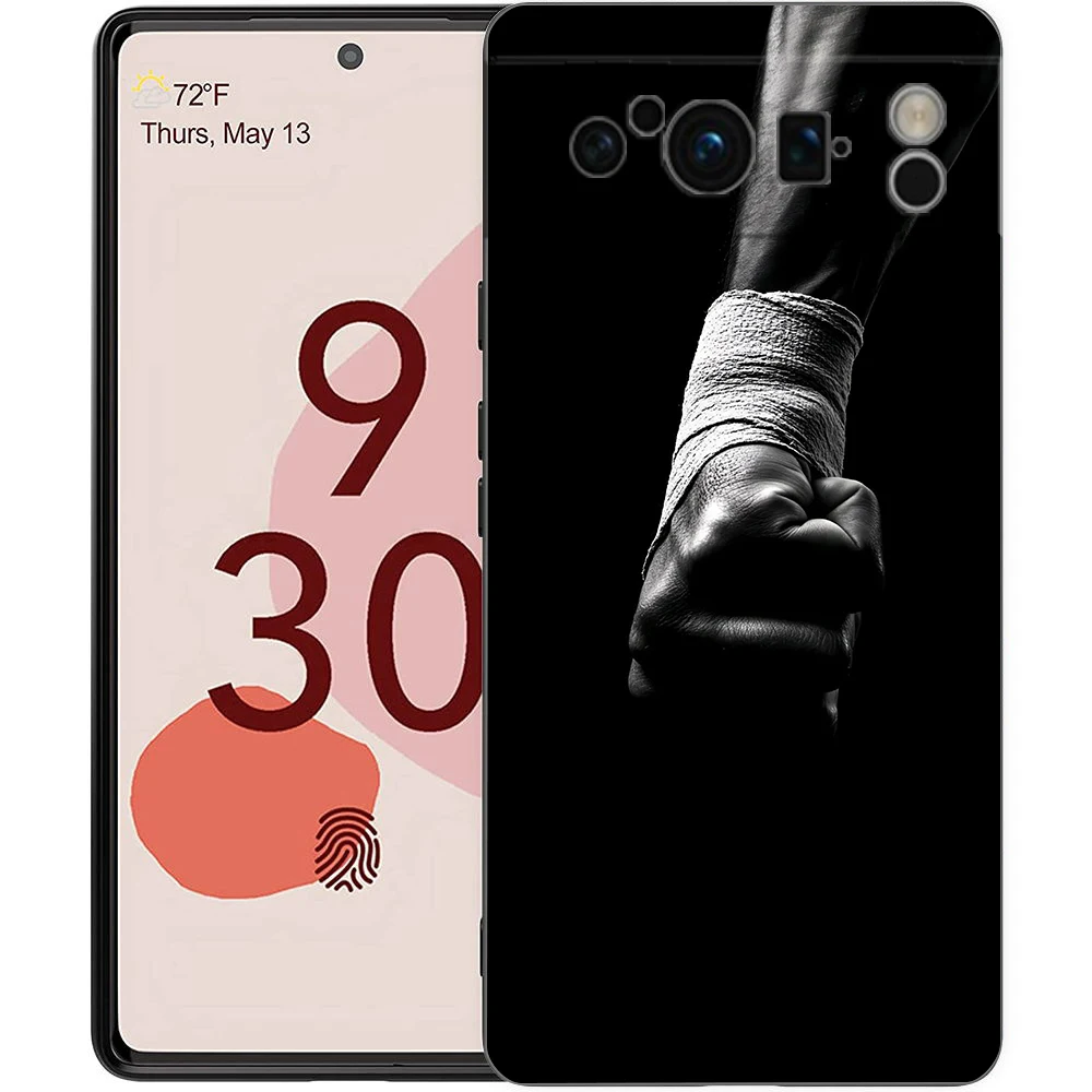 Funda de teléfono con temática de campeón de boxeo para Google Pixel 10 9 8 7 6 Pro XL 9A 8A 6A 7A 5G, funda negra de TPU suave a prueba de golpes - imagen 4