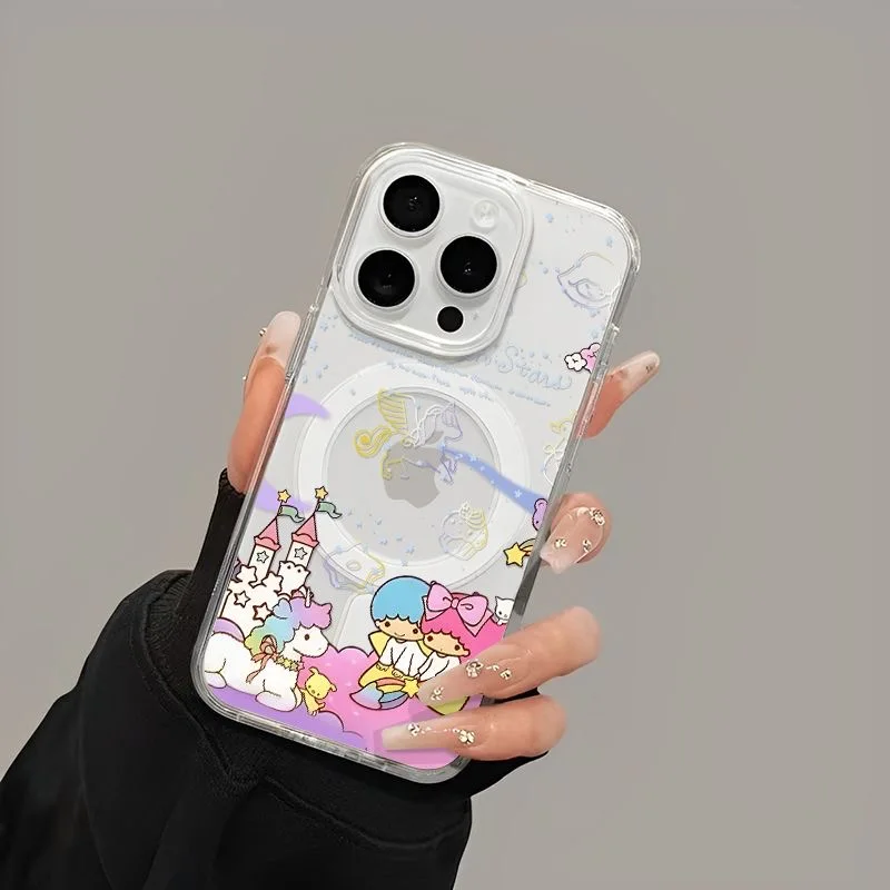 Funda de teléfono magnética Magsafe con pequeñas estrellas gemelas para Samsung Galaxy S25 S24 S23 S22 S21 S20 FE Plus, funda de TPU transparente ultrasuave - imagen 5