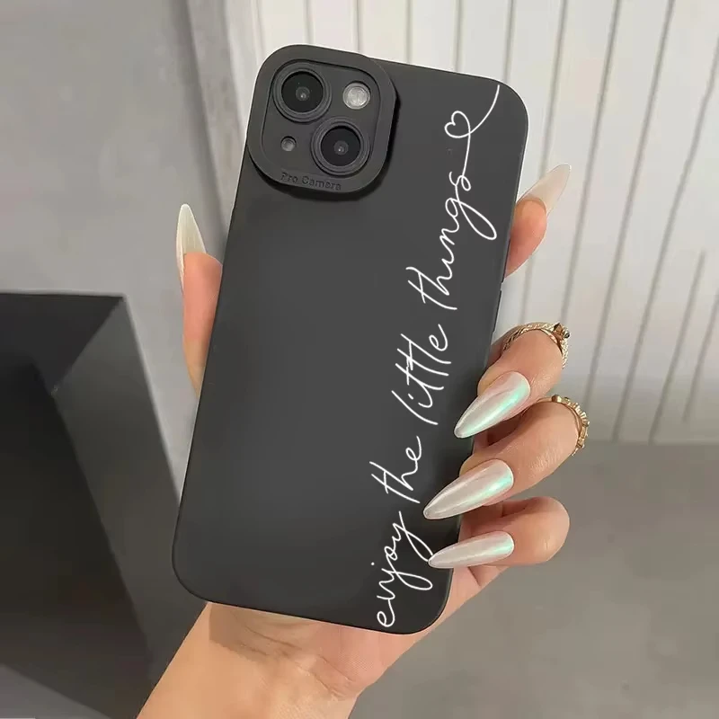 Funda de teléfono con patrón de letras en inglés para iPhone 17 16 15 14 13 12 11 Pro Max 17 Air 16E 12 mini XS XR, funda suave a prueba de golpes - imagen 2