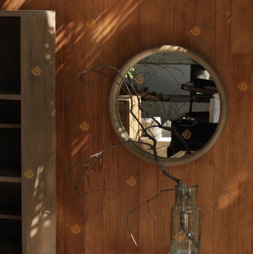 Espejo de puerta de baño y tocador de dormitorio de vidrio plateado moderno para villa de hotel hecho de madera - imagen 5