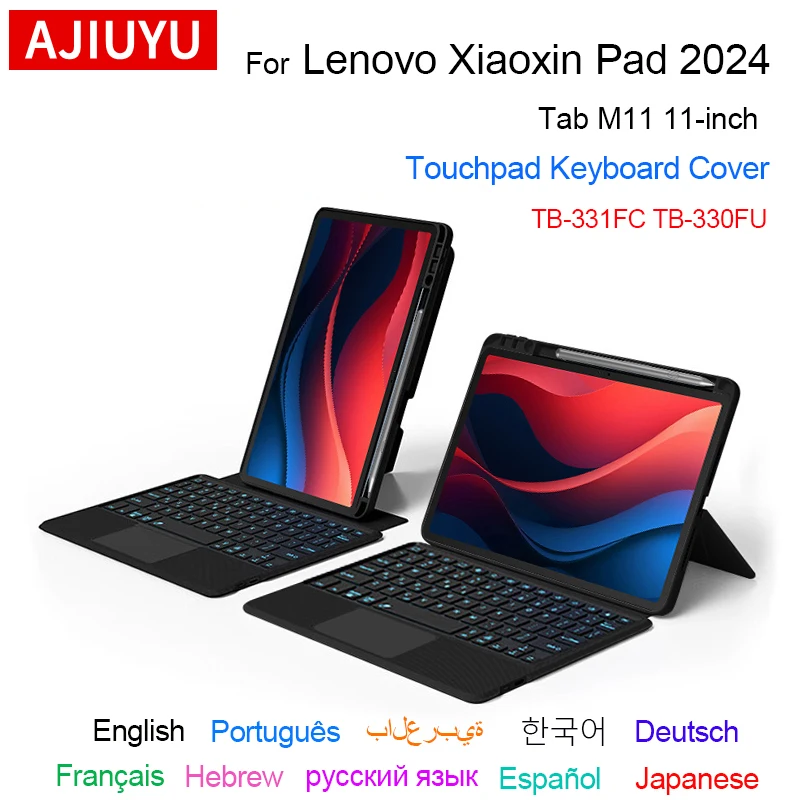 Teclado táctil AJIUYU para Lenovo Xiaoxin Pad 2024 11 TB-331FC funda Tab M11 TB-330FU 11 pulgadas cubierta de teclado mágico desmontable - imagen 2