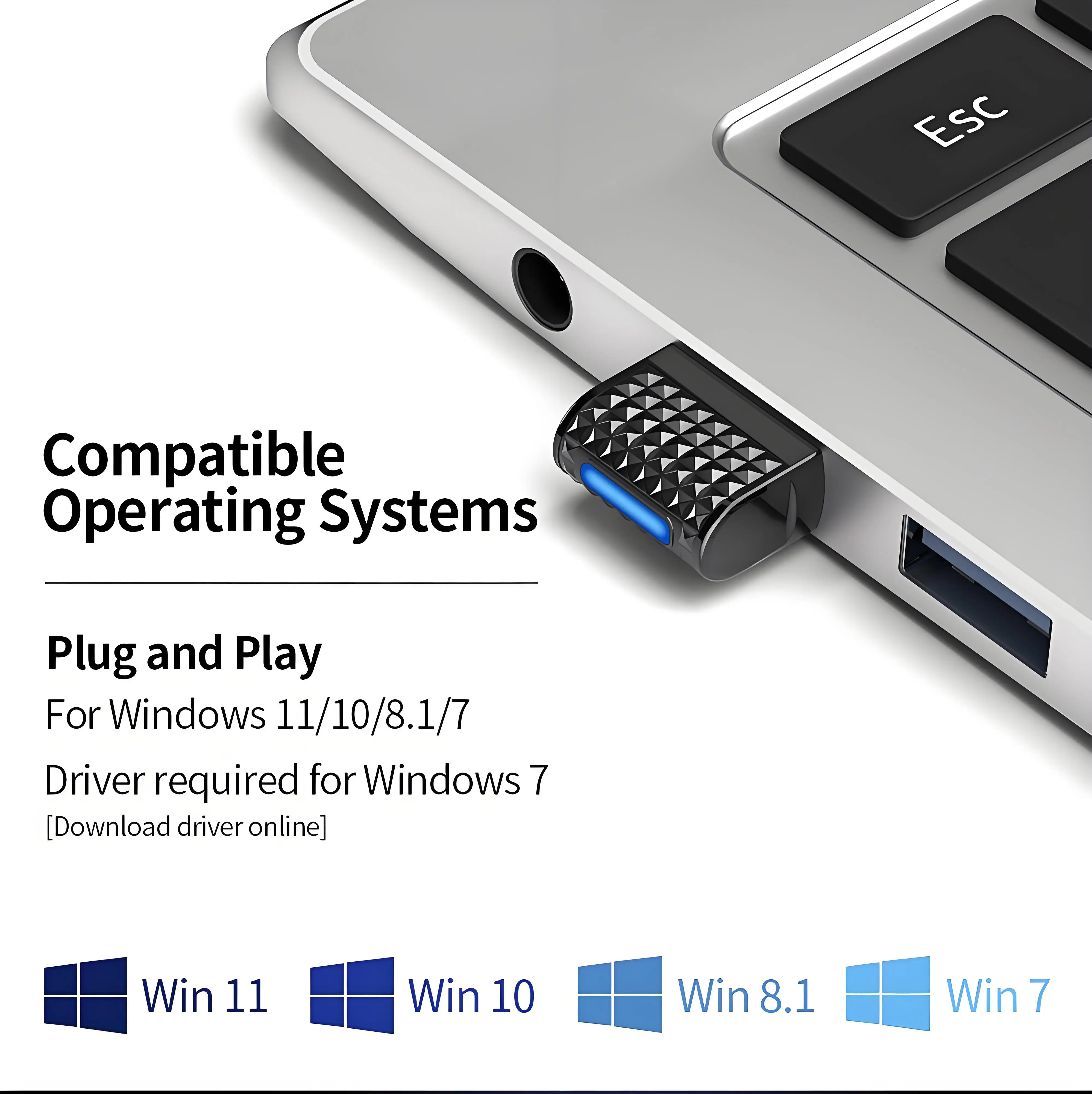 Adaptador USB Bluetooth 5,4 transmisor de Audio inalámbrico receptor Dongle Adaptador para PC ratón inalámbrico Keyborad música para Win10/11 - imagen 4