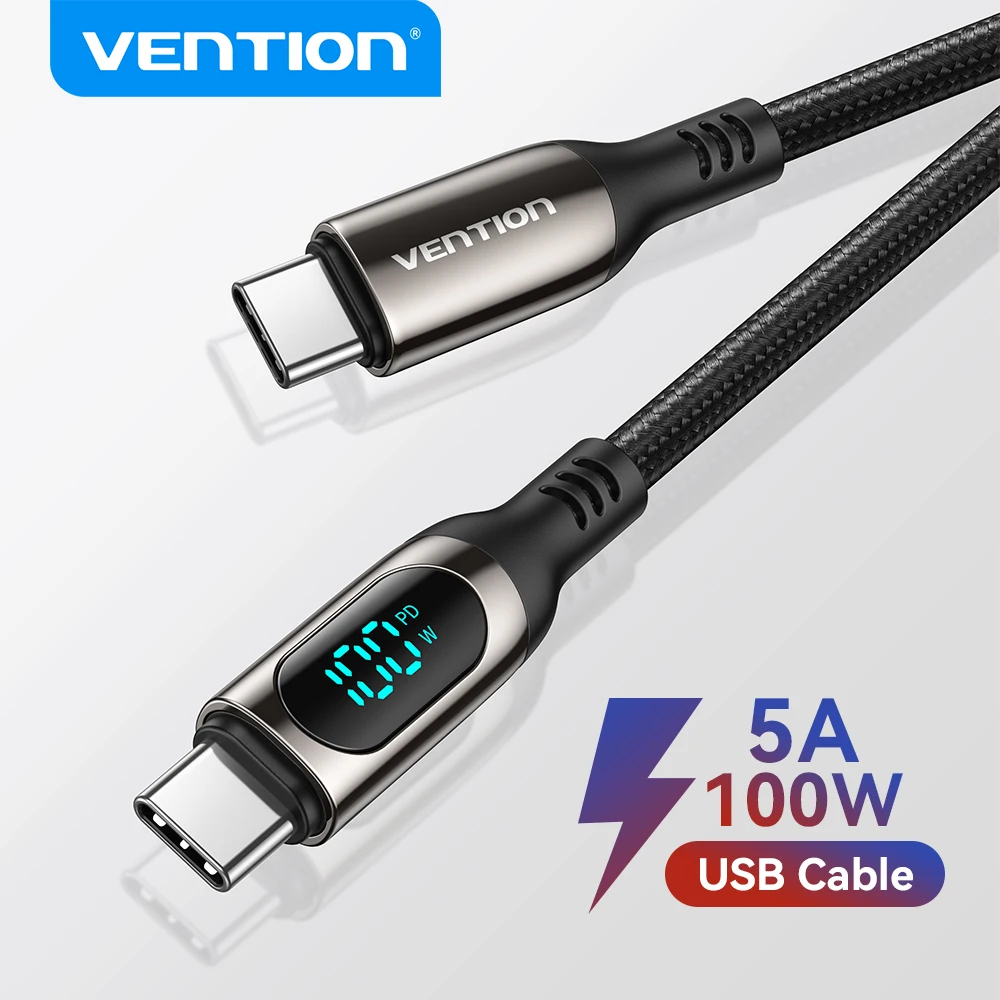 Cable USB-C Vention 100W PD Carga Rápida - Compatible MacBook iPhone