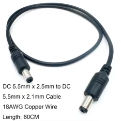 Cable Alimentación CC 5,5 x 2,5 a 2,1 mm Macho-Macho para LED y CCTV