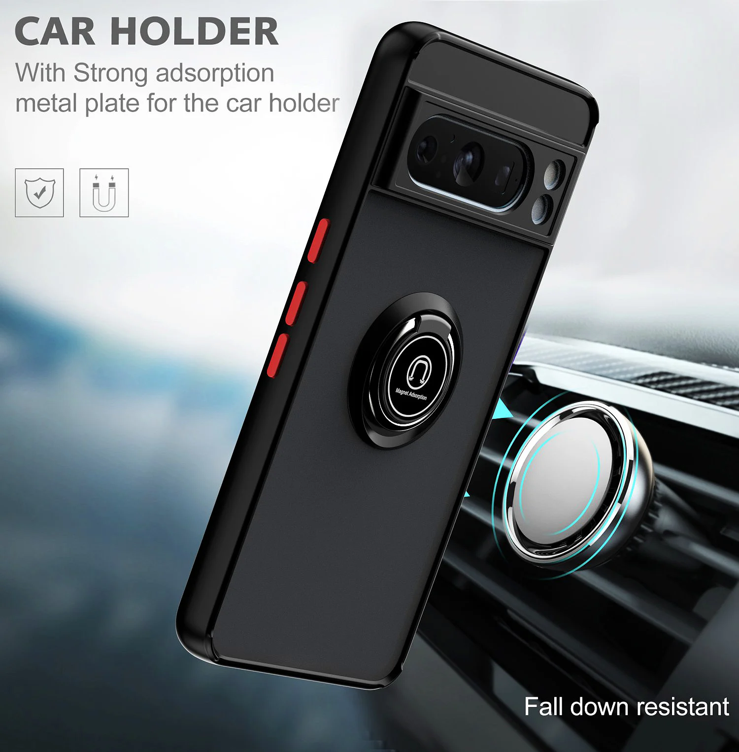 Funda protectora de cámara para Google Pixel 8 Pro, funda con anillo, soporte magnético a prueba de golpes para Google Pixel 8 Pro, Fundas - imagen 2