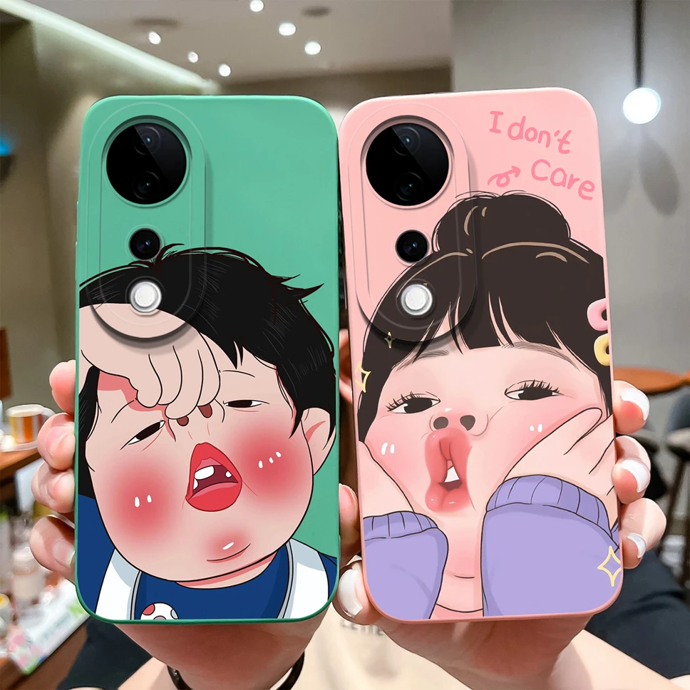 Para Vivo V40 Pro V40Lite V40SE 5G Funda de teléfono Linda chica regordeta niño Funda protectora trasera de silicona suave a prueba de golpes Funda antideslizante